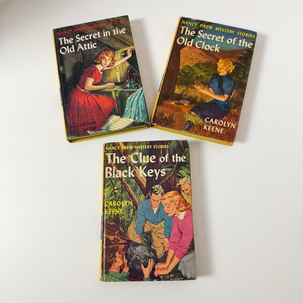 Vintage Nancy Drew Mystery Stories Lot of 3 HC Old Clock Old Attic Black‎ Keys